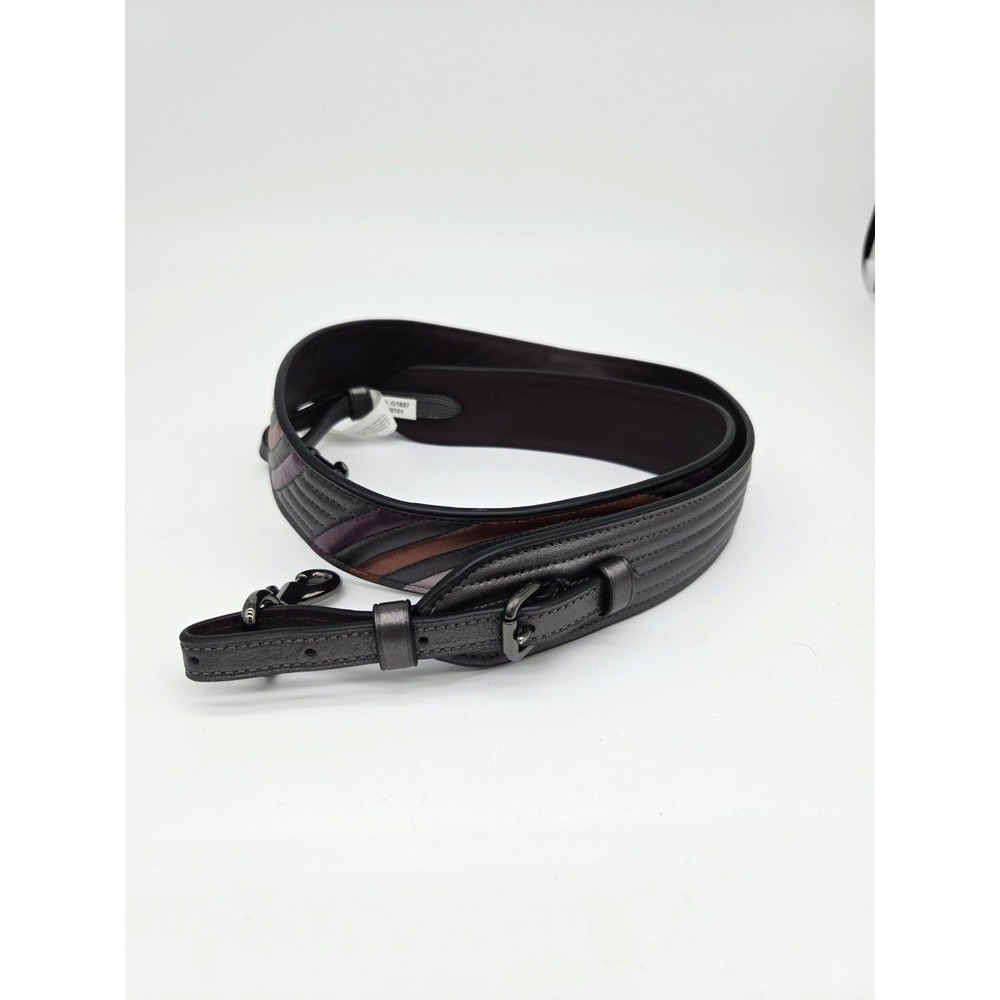 NWT Coach Quilted Novelty Bag Strap 38701 Metallic Graphite Grey Leather NEW - Picture 2 of 5